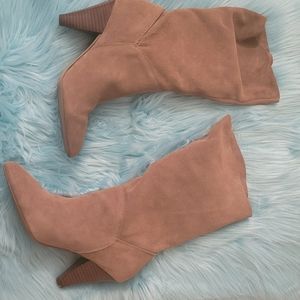 Rein Tan Suede Leather Slouchy Mid-Calf Boot